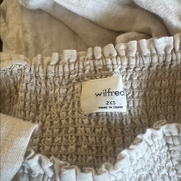 ARITZIA Wilfred Golden Hour Linen Smocked Midi Dress 2XS Ecru Oatmeal Boho - Picture 10 of 12